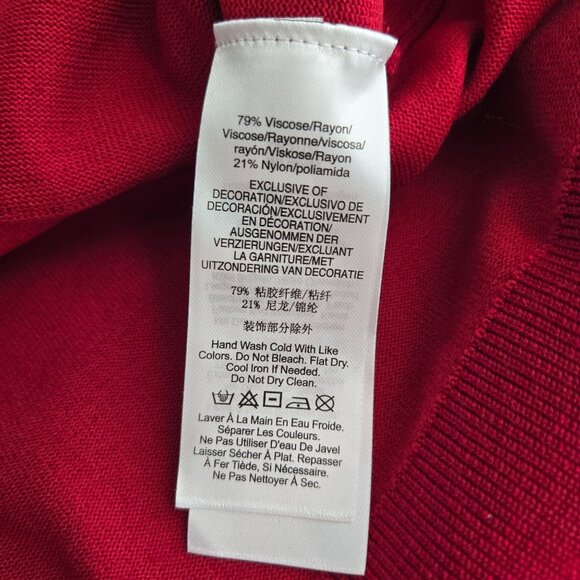 DKNY womens size medium rudolph red long sleeve sweater sequin pocket - Picture 7 of 11